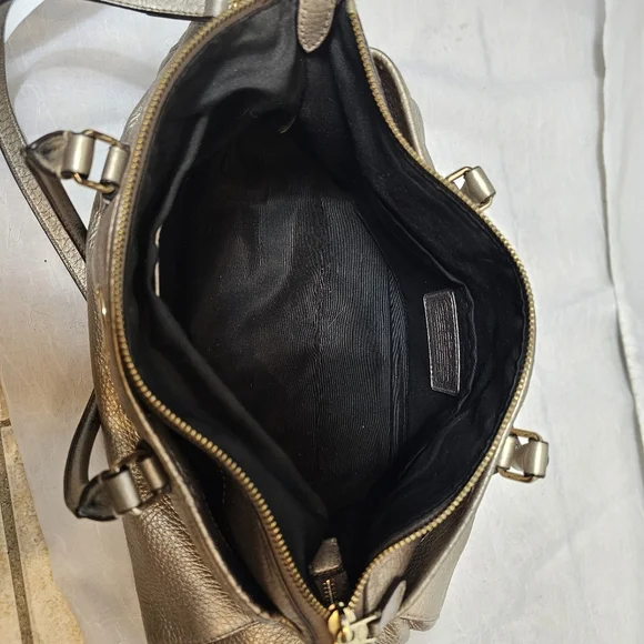 Authentic Coach Morgan Satchel | Style F35185 | Metallic Gold Pebbled Leather - Picture 12 of 16